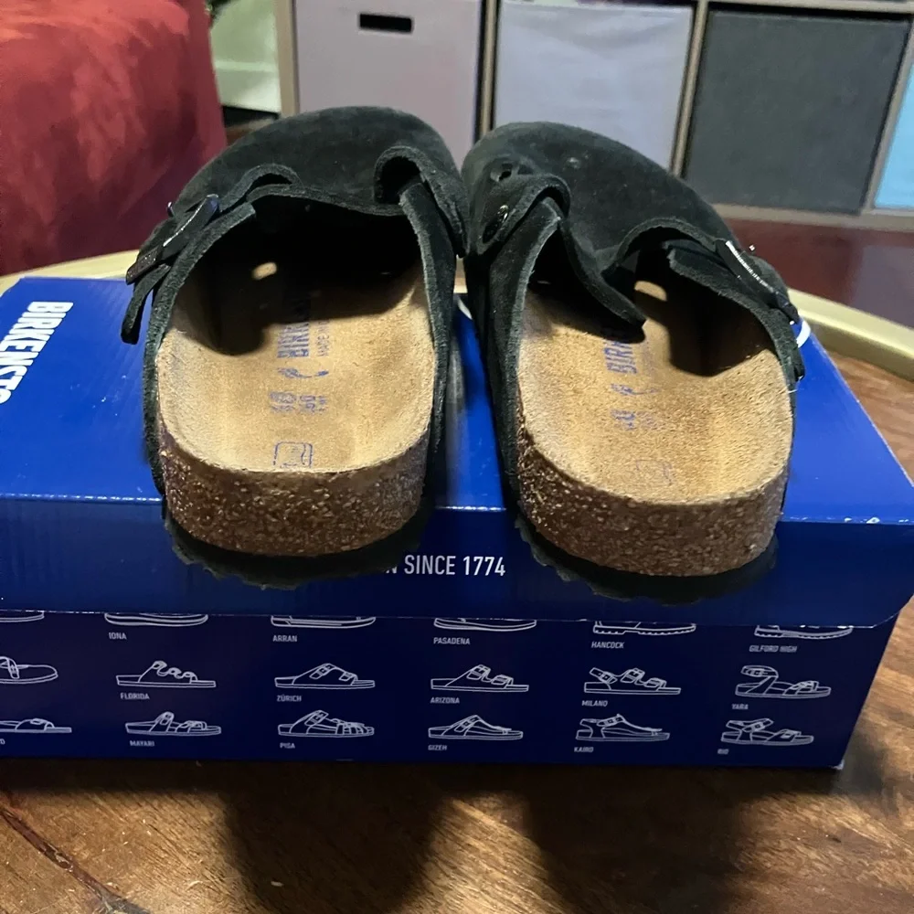 Birkenstock Boston BS Suede Leather Clog Black EU40 (US L9/M7) - Picture 5 of 8
